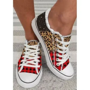 Milegestic Women Casual 3D Printing Color Leopard Canvas Shoes