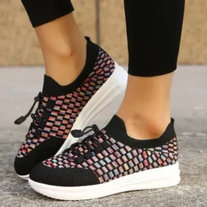 Milegestic Women Fashion Fly Knit Breathable Fashion Sneakers