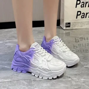 Milegestic Women Fashion Platform Gradient Lace-Up Sneakers