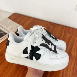 Milegestic Women Fashion Round Toe Cross Platform Sneakers