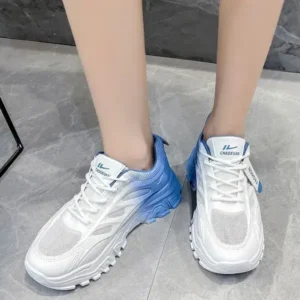 Milegestic Women Fashion Round Toe Breathable Mesh Gradient Sneakers