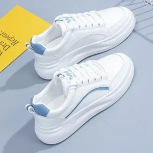 Milegestic Women Fashion Round Toe Lace-Up Sneakers