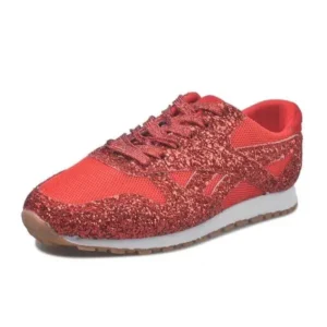 Milegestic Women Fashion Round Toe Platform Sequins Rhinestone Platform Sneakers