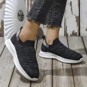 Milegestic Women Fashion Round Toe Slip-On Flat Non-Slip Lightweight Sneakers