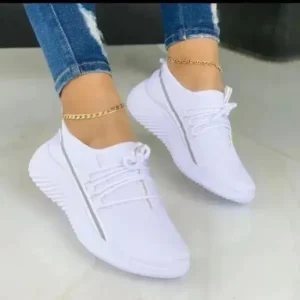 Milegestic Women Fashion Breathable Lace-Up Flat Mesh Sneakers