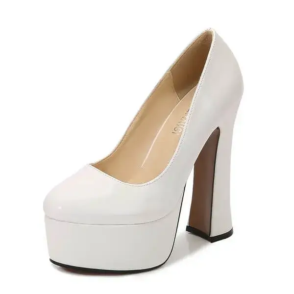 Milegestic Women Plus Size Fashion Sexy Thick-Soled Chunky Heel Platform Round-Toe High-Heeled Shoes Wedges