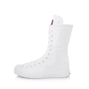 Milegestic Women Casual Side Zip Mid-Top Canvas Mid-Calf Boots