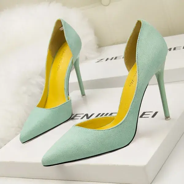 Milegestic Women Fashion Simple Sexy Plus Size Suede Point-Toe High Heels Pumps