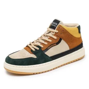 Milegestic Men'S Fashion Breathable Color Block Pu Sneakers