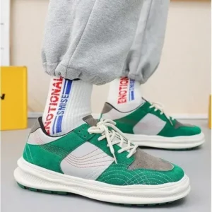 Milegestic Men'S Retro Color-Block Thick-Soled Pu Sneakers