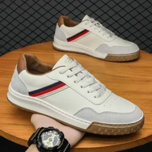 Milegestic Men'S Casual Breathable Color Block Pu Sneakers