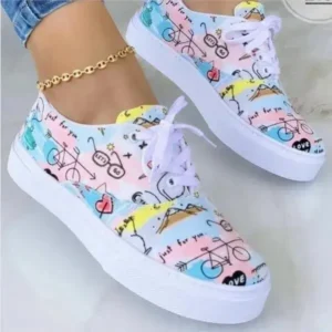 Milegestic Graffiti Print Platform Canvas Shoes