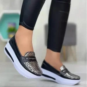 Milegestic Women Autumn Solid Color Round Toe Platform Casual Shoes