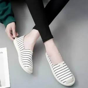 Milegestic Fashion Stripe Pattern Design Women Round-Toe Casual Espadrilles Shoes