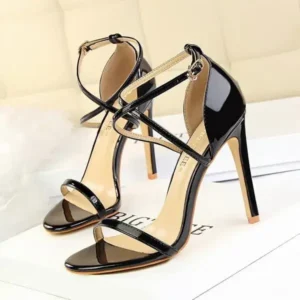 Milegestic Women Fashion Sexy Hollow Cross Stiletto Heel Sandals