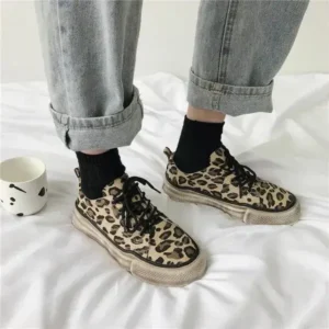 Milegestic Women Fashion Leopard Printing Flat Sneakers