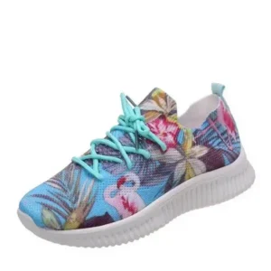 Milegestic Women Fashion Casual Lace Up Design Mesh Breathable Graffiti Print Sneakers