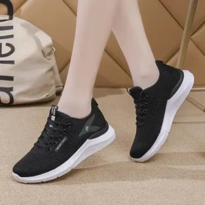 Milegestic Women Sports Casual Lace Up Design Mesh Breathable Wedge Sneakers