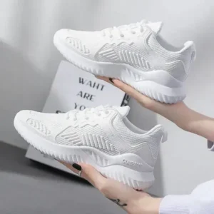 Milegestic Women Fashion Sports Lace Up Design Mesh Breathable Platform Sneakers