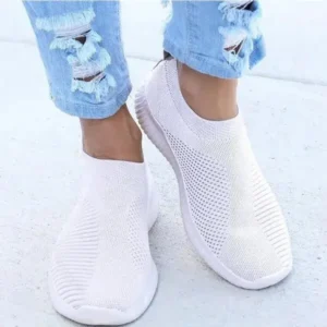 Milegestic Women Casual Sports Mesh Breathable Design Solid Color Wedge Sneakers