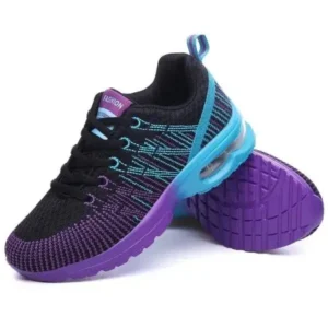 Milegestic Women Fashion Casual Lace Up Design Mesh Breathable Air Cushion Shock Absorbing Sneakers