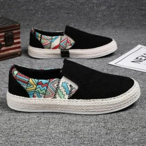 Milegestic Men Fashion Color Matching Breathable Canvas Flats Shoes