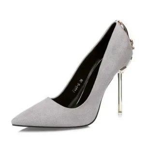 Milegestic Women Sexy Metal Heel Pointed-Toe High Heels Shoes