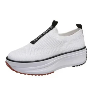 Milegestic Women Casual Knit Design Mesh Breathable Wedge Platform Sneakers