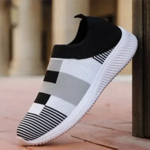 Milegestic Women Casual Knit Design Breathable Mesh Color Blocking Flat Sneakers