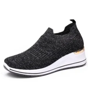 Milegestic Women Casual Mesh Knit Design Breathable Comfort Wedge Platform Sneakers