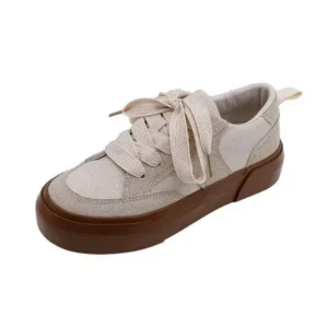 Milegestic Women Casual Round Toe Lace Up Design Platform Sneakers