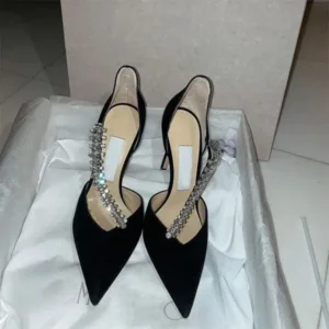 Milegestic Women Fashion Sexy Elegant Rhinestone Pointed Toe Stiletto Heel Pumps