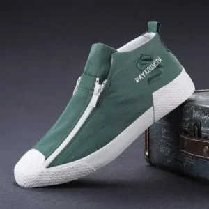 Milegestic Men'S Casual Embroidery Zipper High Top Canvas Shoes