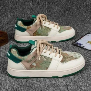 Milegestic Men'S Casual Retro Secret Forest Oil Painting Pattern Sneakers