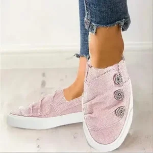 Milegestic Women Fashion Plus Size Solid Denim Canvas Flat Sneakers