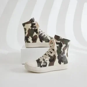 Milegestic Women Fashion Casual Plus Size Camouflage Thick-Soled High Top Shoes