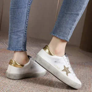 Milegestic Women Fashion Casual Plus Size Star Round Toe Sneakers