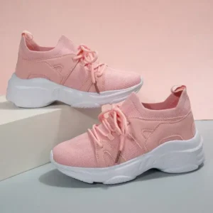 Milegestic Women Fashion Casual Fly-Woven Breathable Lace-Up Sneakers