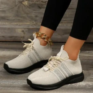 Milegestic Women Fashion Casual Flying Mesh Breathable Thick-Soled Sneakers