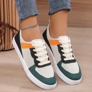 Milegestic Women Fashion Casual Color Blocking Mesh Fly-Woven Breathable Sneakers