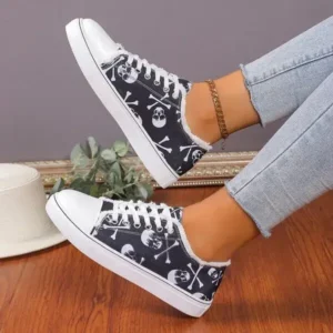 Milegestic Women Casual Fashion 3D Print Denim Canvas Sneakers