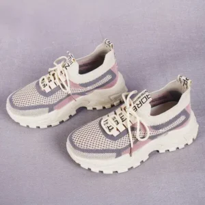 Milegestic Spring And Autumn Women Fashion Casual Breathable Fly Weave Sports Thick-Soled Shoes