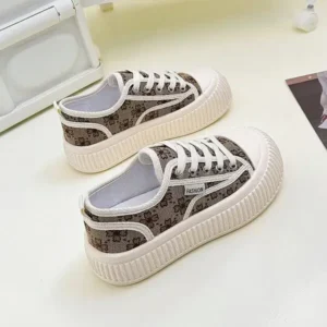 Milegestic Women Fashion Round Toe Lace-Up Sneakers