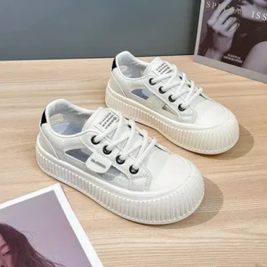 Milegestic Women Fashion Breathable Hollow Casual Sneakers Thick Soled Sneakers