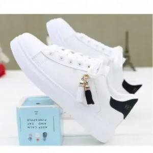 Milegestic Women Fashion Flat Solid Color Lace-Up Sneakers