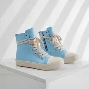 Milegestic Women Fashion Blue Faux Leather High Top Shoes