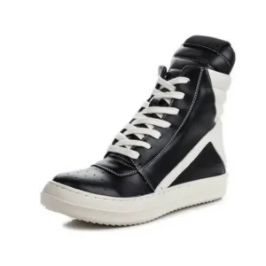 Milegestic Women Fashion Casual Black White Inverted Triangle High Top Shoes