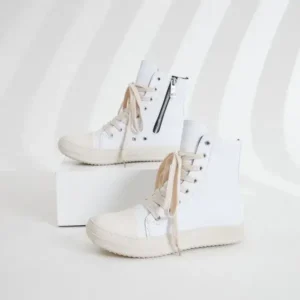 Milegestic Women Fashionable Hip Hop White High Top Sneakers