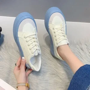 Milegestic Women Fashion Round Toe Lace-Up Sneakers