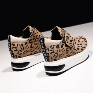 Milegestic Women Fashion Wedge Leopard Leopard Sneakers